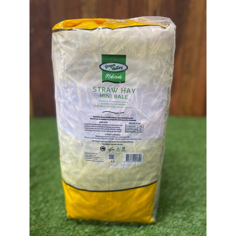 Green Valley Naturals Straw Hay Mini Bale for Small Animals and Birds 22L (+_+)
