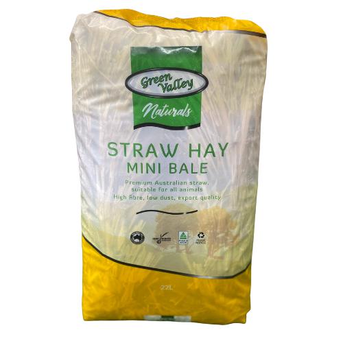 Green Valley Naturals Straw Hay Mini Bale for Small Animals and Birds 22L (+_+)-Habitat Pet Supplies