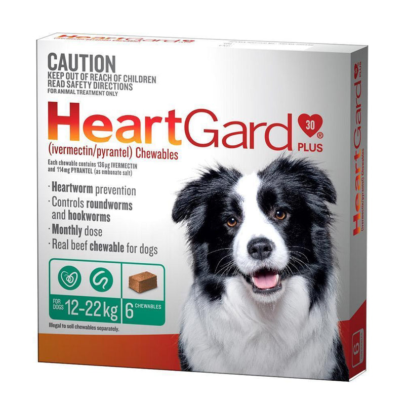 Heartgard Plus Heartworm Chews for Dogs 12-22kg Green 6 Pack-Habitat Pet Supplies