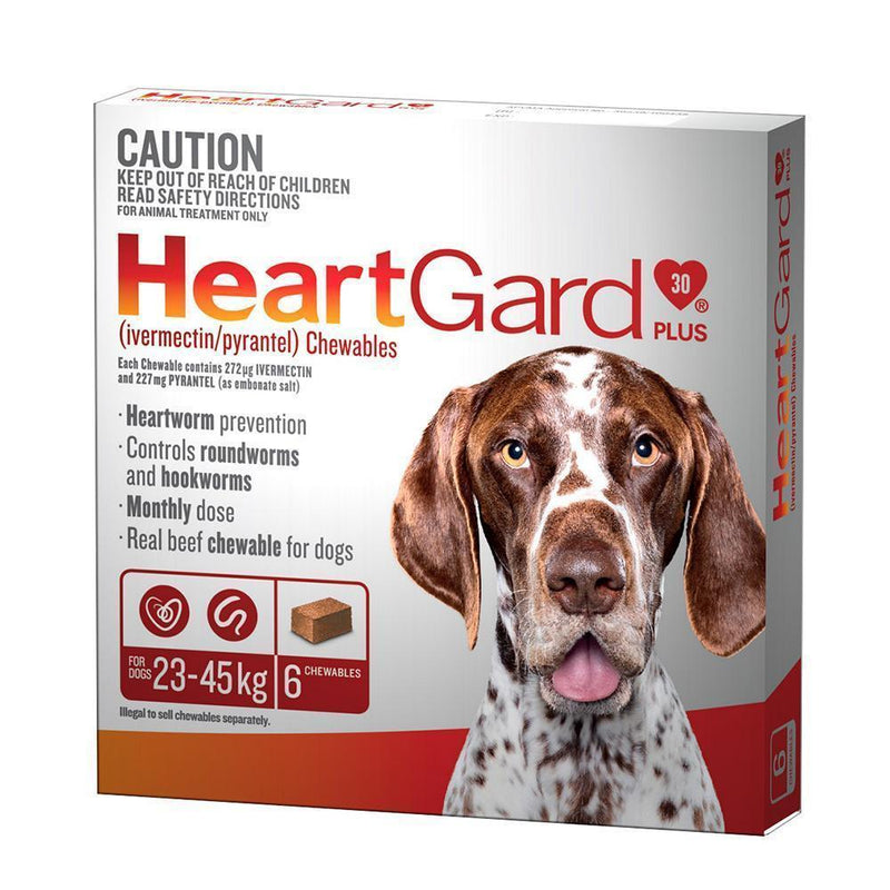 Heartgard Plus Heartworm Chews for Dogs 23-45kg Brown 6 Pack-Habitat Pet Supplies