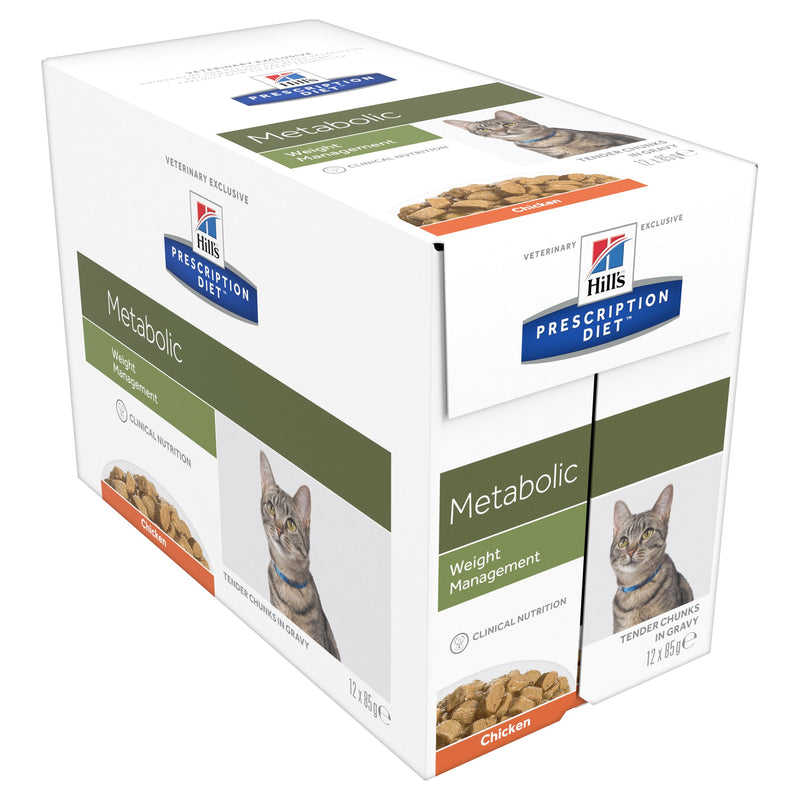 Hills Prescription Diet Cat Metabolic Weight Management Chicken Wet Food 85g x 12
