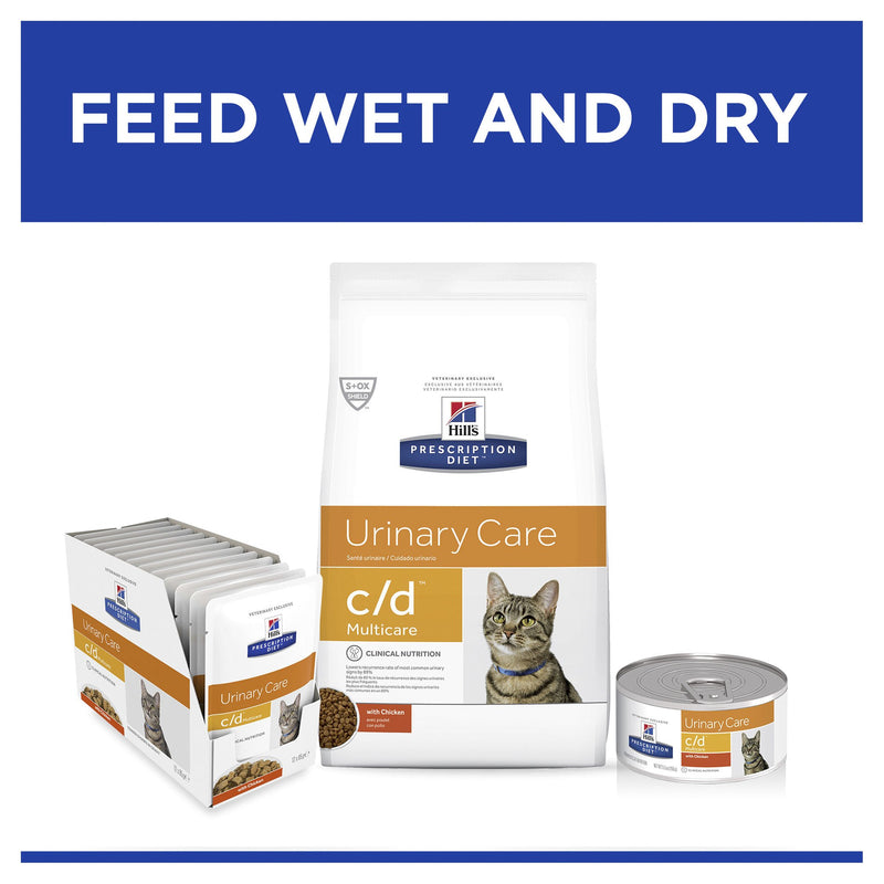 Hills Prescription Diet Cat c/d Multicare Urinary Care Chicken Wet Food Pouches 85g x 12