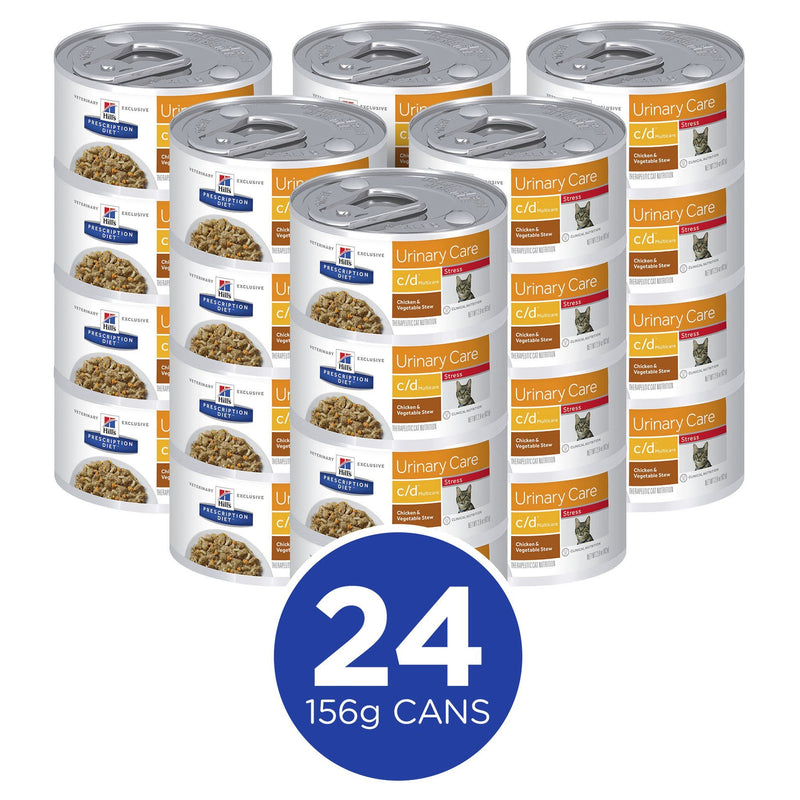 Hills Prescription Diet Cat c/d Multicare Urinary Care Stress Chicken and Vegetable Stew Wet Food 82g x 24