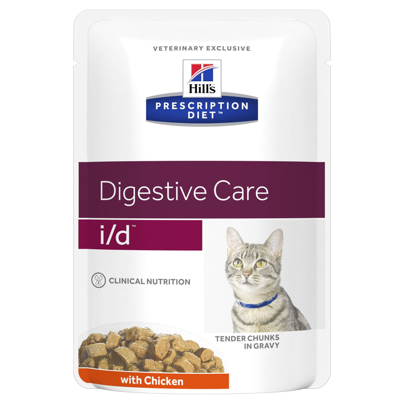 Hills Prescription Diet Cat i/d Digestive Care Chicken Wet Cat Food Pouches 85g x 12
