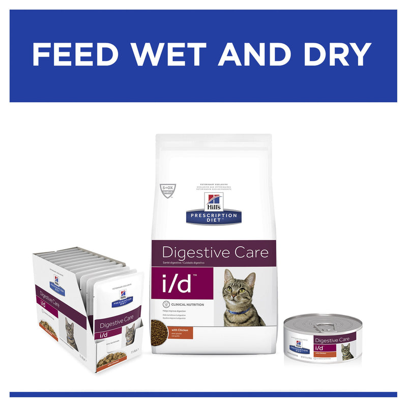 Hills Prescription Diet Cat i/d Digestive Care Chicken Wet Cat Food Pouches 85g x 12