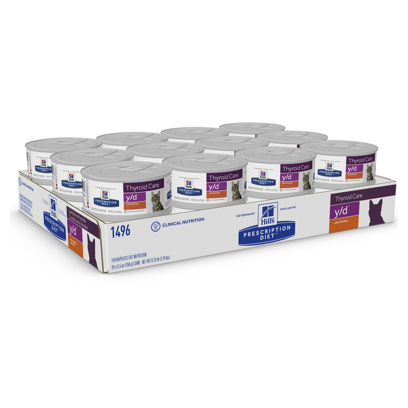 Hills Prescription Diet Cat y/d Thyroid Care Chicken Wet Food 156g x 24-Habitat Pet Supplies