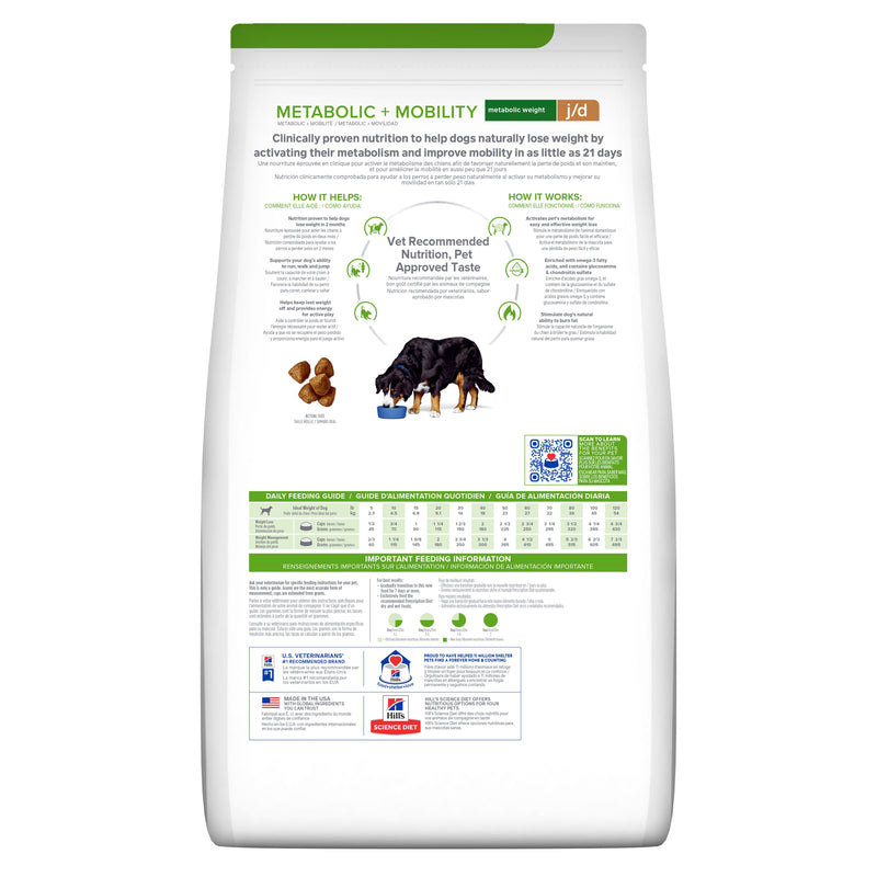 Hills Prescription Diet Dog Metabolic Weight + j/d Mobility Care Dry Food 10.8kg