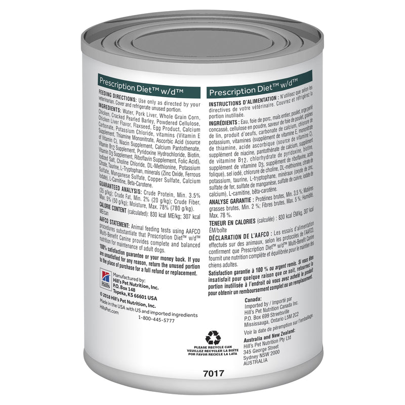 Hills Prescription Diet Dog w/d Multi-Benefit Chicken Wet Food 370g x 12