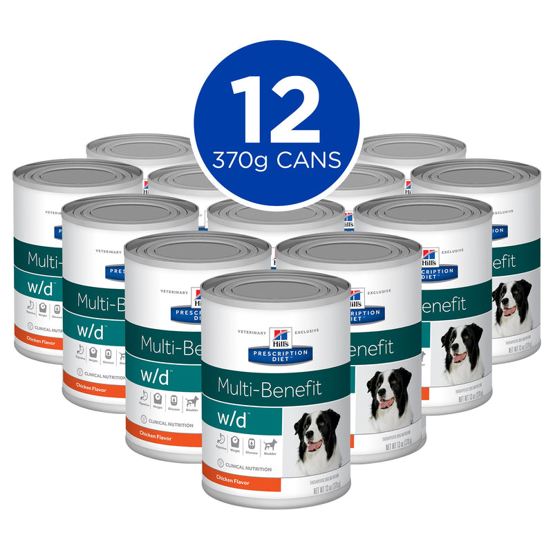 Hills Prescription Diet Dog w/d Multi-Benefit Chicken Wet Food 370g x 12-Habitat Pet Supplies