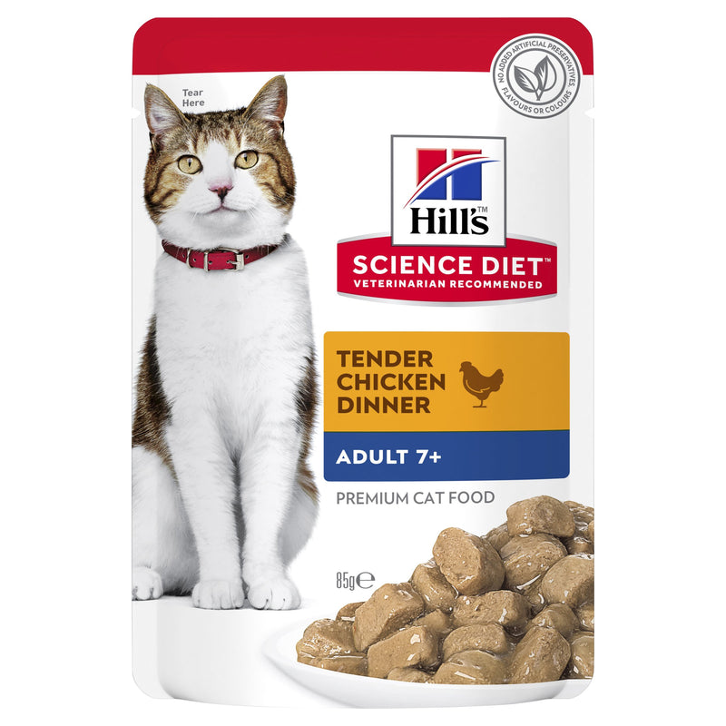 Hills Science Diet Adult 7+ Active Longevity Mature Chicken Cat Food Pouches 85g x 12