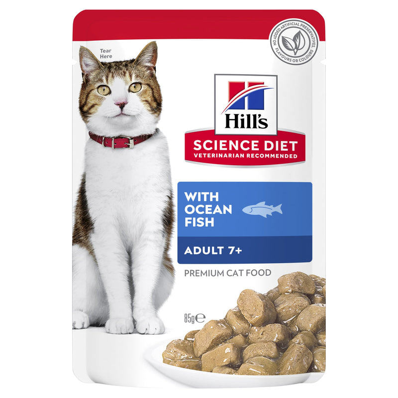 Hills Science Diet Adult 7+ Active Longevity Mature Ocean Fish Cat Food Pouches 85g x 12