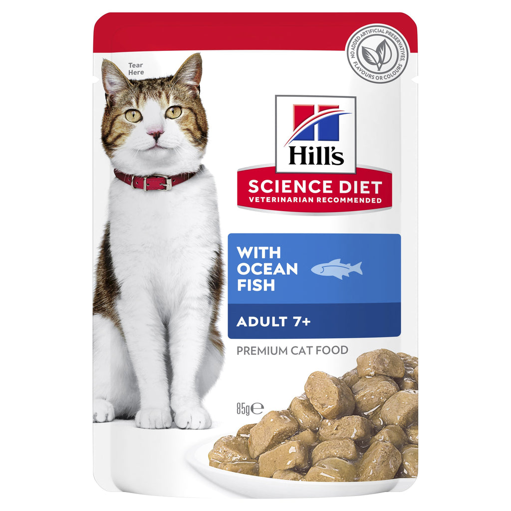 Hills Science Diet Adult 7+ Active Longevity Mature Ocean Fish Cat Food Pouches 85g-Habitat Pet Supplies