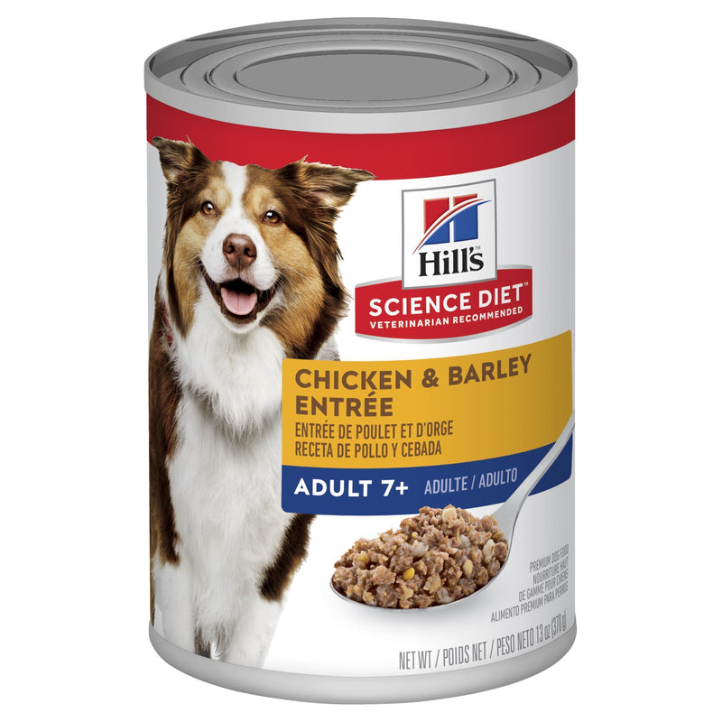 Hills Science Diet Adult 7+ Chicken and Barley Entree Canned Dog Food 370g x 12