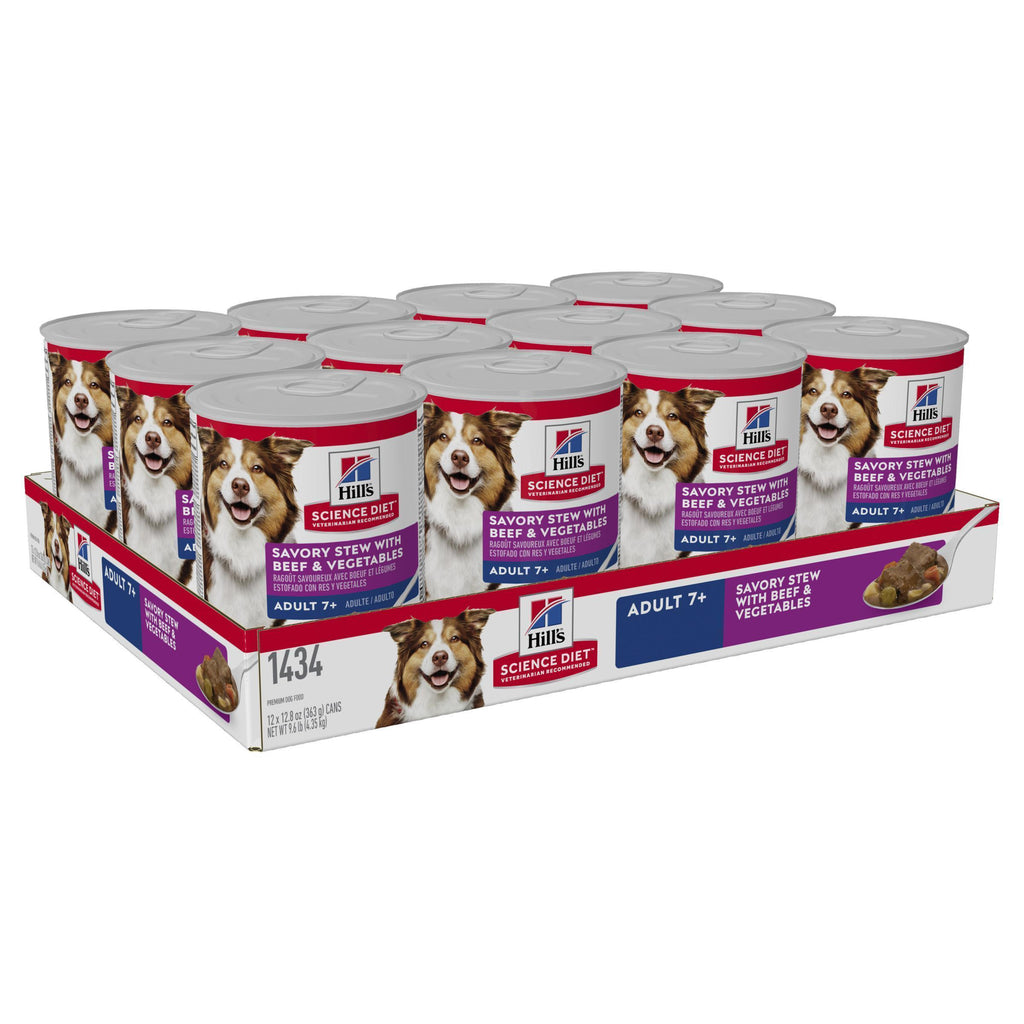 Hills Science Diet Adult 7+ Savoury Stew Beef and Vegetables Canned Dog Food 363g x 12^^^-Habitat Pet Supplies