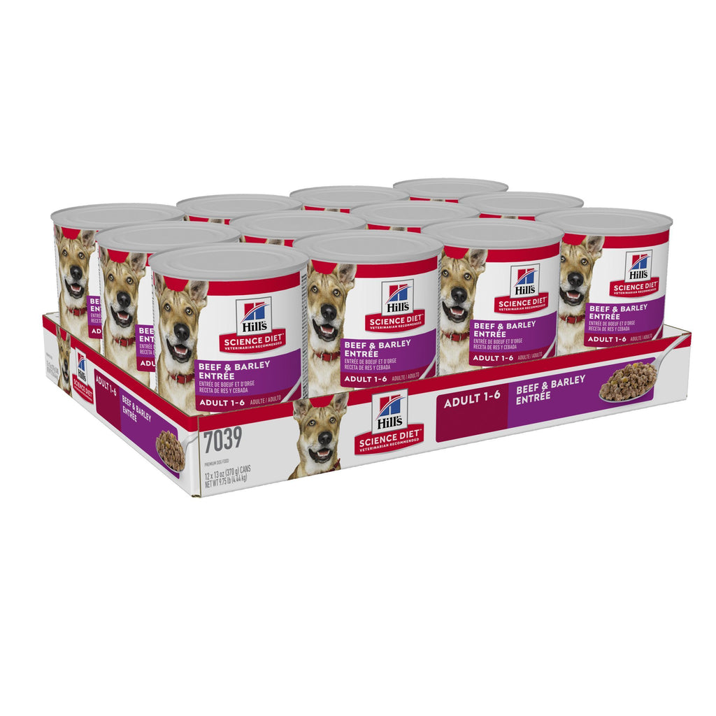 Hills Science Diet Adult Beef and Barley Entree Canned Dog Food 363g x 12-Habitat Pet Supplies