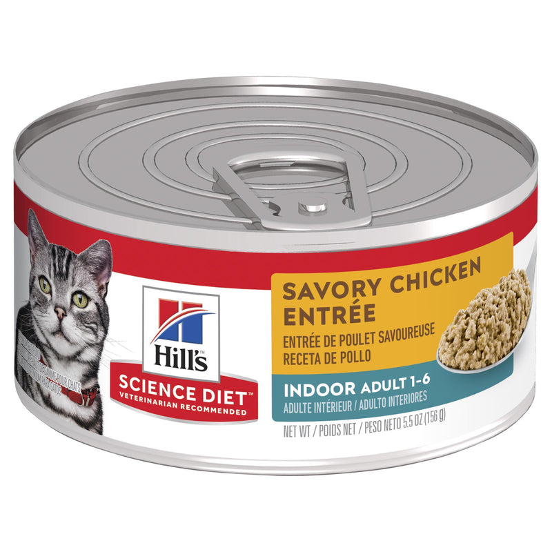 Hills Science Diet Adult Indoor Savoury Chicken Entrée Canned Cat Food 156g x 24