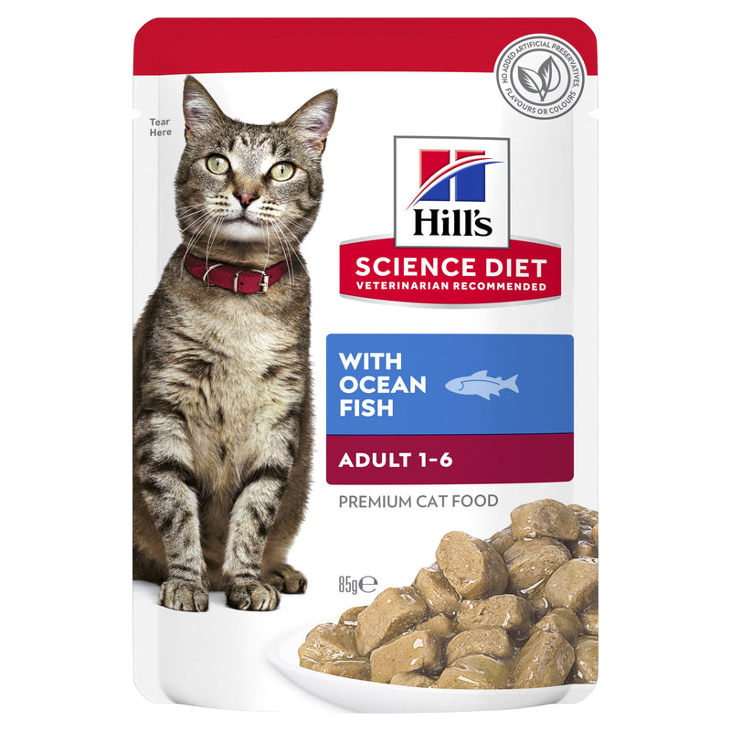 Hills Science Diet Adult Optimal Care Ocean Fish Cat Food Pouches 85g x 12