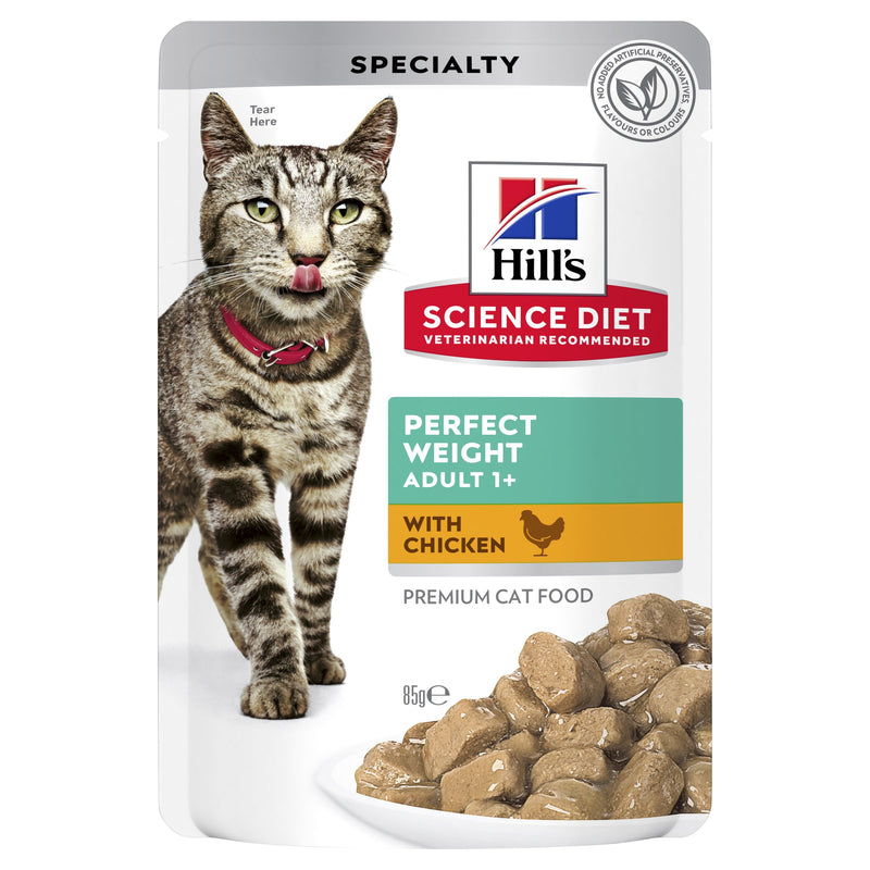 Hills Science Diet Adult Perfect Weight Chicken Cat Food Pouches 85g x 12