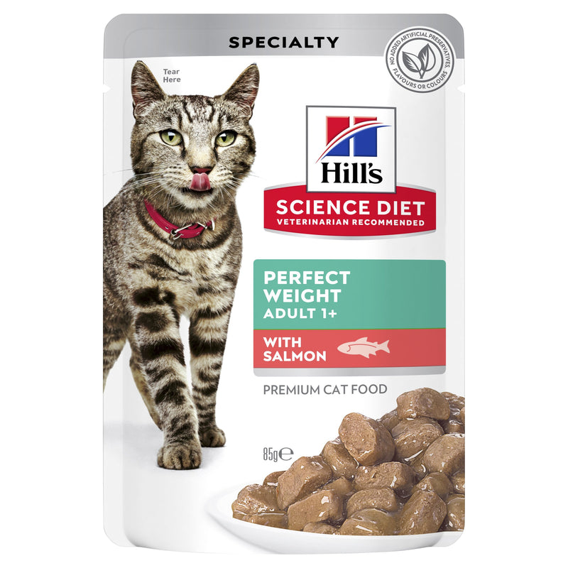 Hills Science Diet Adult Perfect Weight Salmon Cat Food Pouches 85g x 12