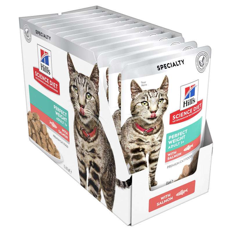 Hills Science Diet Adult Perfect Weight Salmon Cat Food Pouches 85g x 12-Habitat Pet Supplies