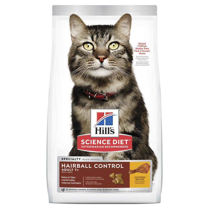 Hills Science Diet Hairball Control Senior Adult 7+ Dry Cat Food 4kg-Habitat Pet Supplies