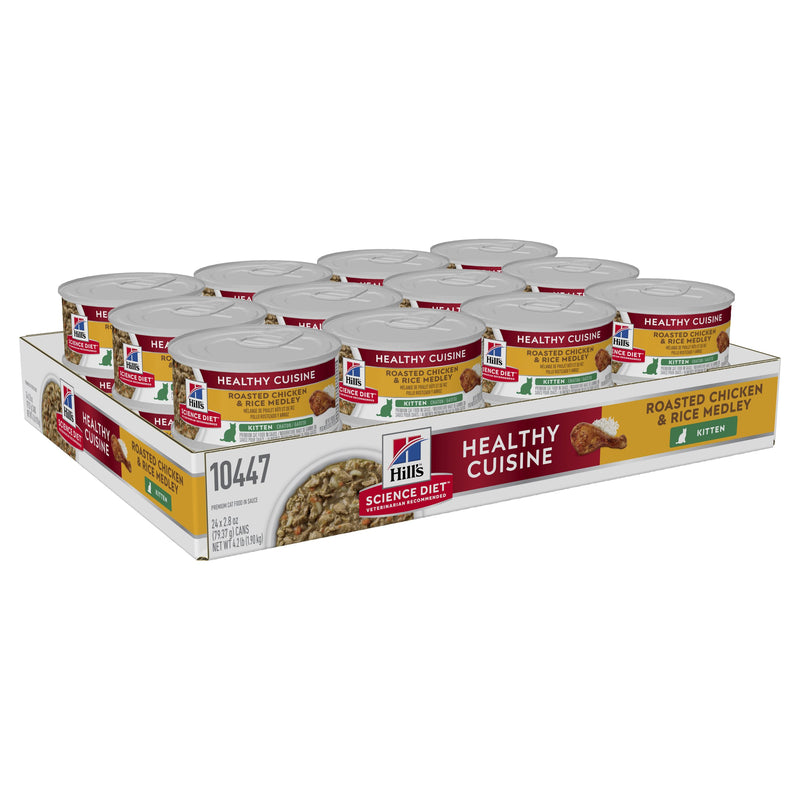 Hills Science Diet Kitten Healthy Cuisine Chicken and Rice Medley Canned Cat Food 79g x 24-Habitat Pet Supplies
