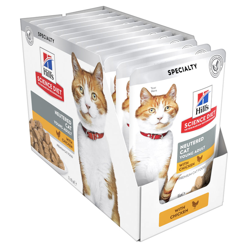 Hills Science Diet Young Adult Neutered Chicken Cat Food Pouches 85g x 12-Habitat Pet Supplies