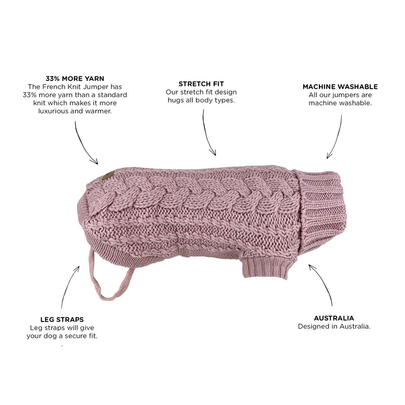 Huskimo French Knit Dog Jumper Rose Pink 27cm*