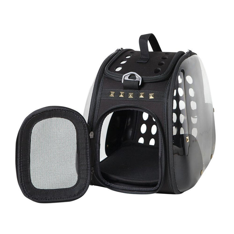 Ibiyaya Transparent Hardcase Pet Carrier Hard Rock Black