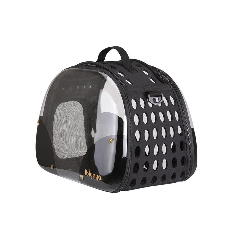 Ibiyaya Transparent Hardcase Pet Carrier Hard Rock Black