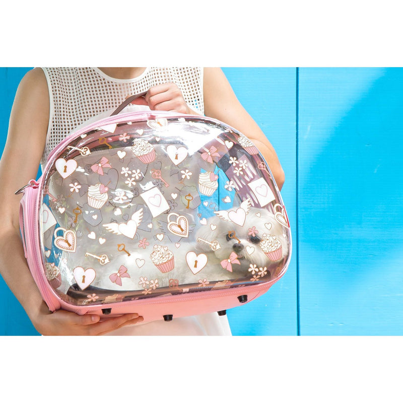 Ibiyaya Transparent Hardcase Pet Carrier Valentine Pink