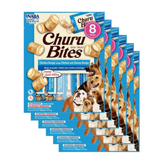 Inaba Churu Bites Chicken Wraps with Cheese Dog Treats 8Pack x 6