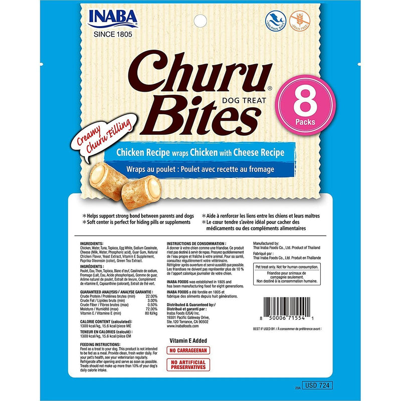 Inaba Churu Bites Chicken Wraps with Cheese Dog Treats 96g x 6