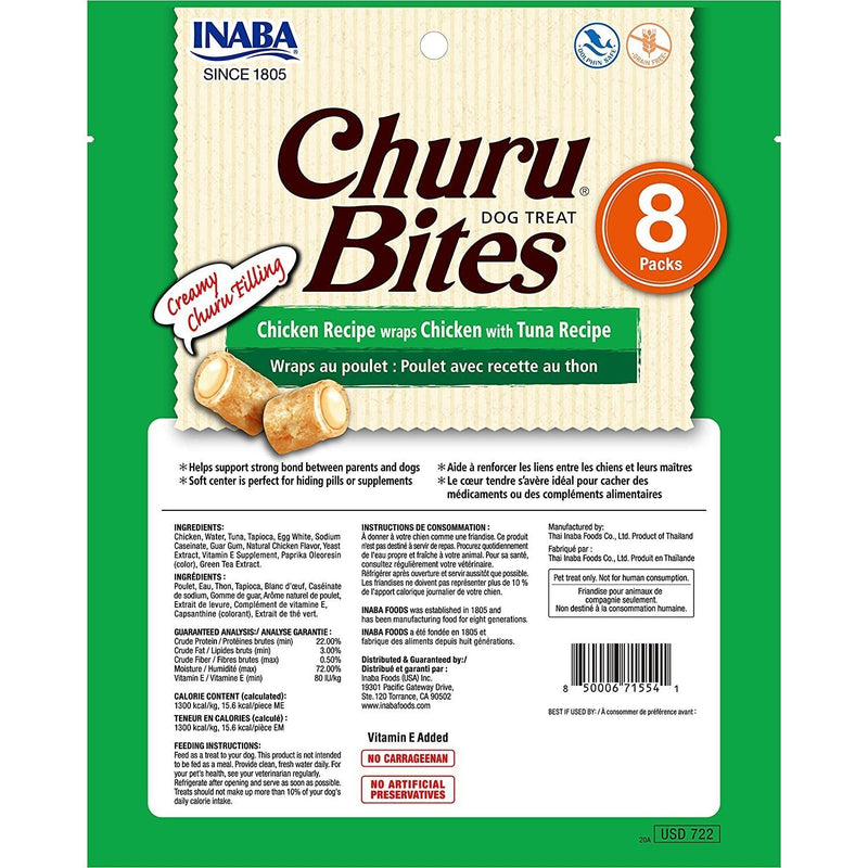 Inaba Churu Bites Chicken Wraps with Tuna Dog Treats 96g x 6