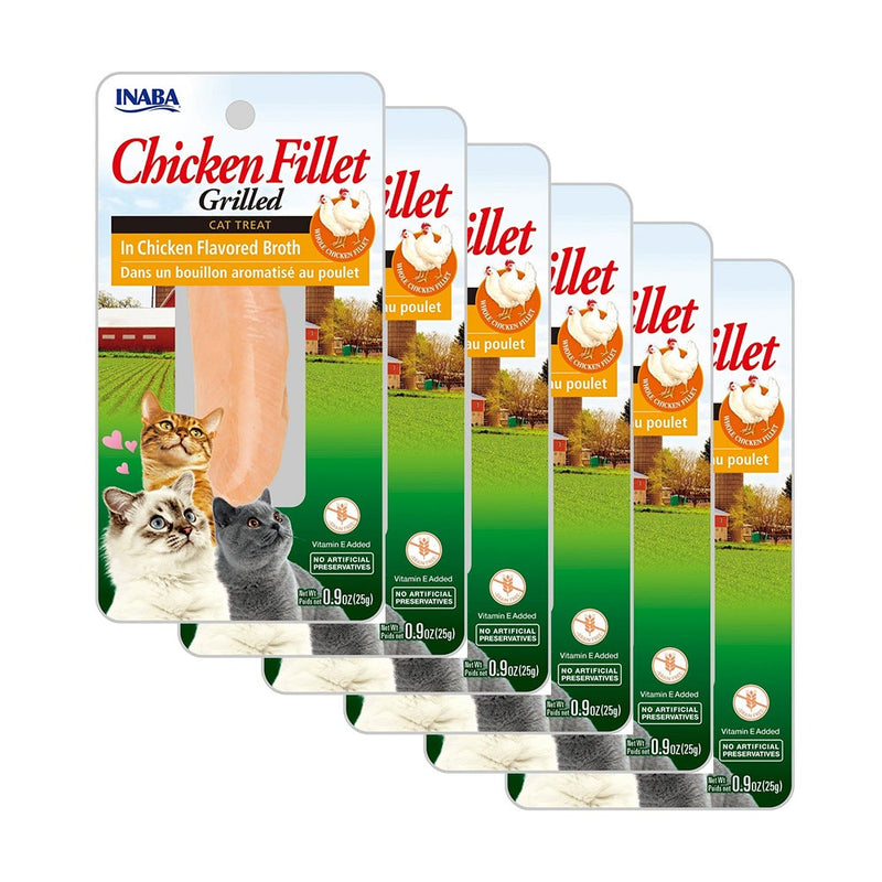 Inaba Grilled Chicken Fillet in Chicken Broth Cat Treat 25g x 6-Habitat Pet Supplies