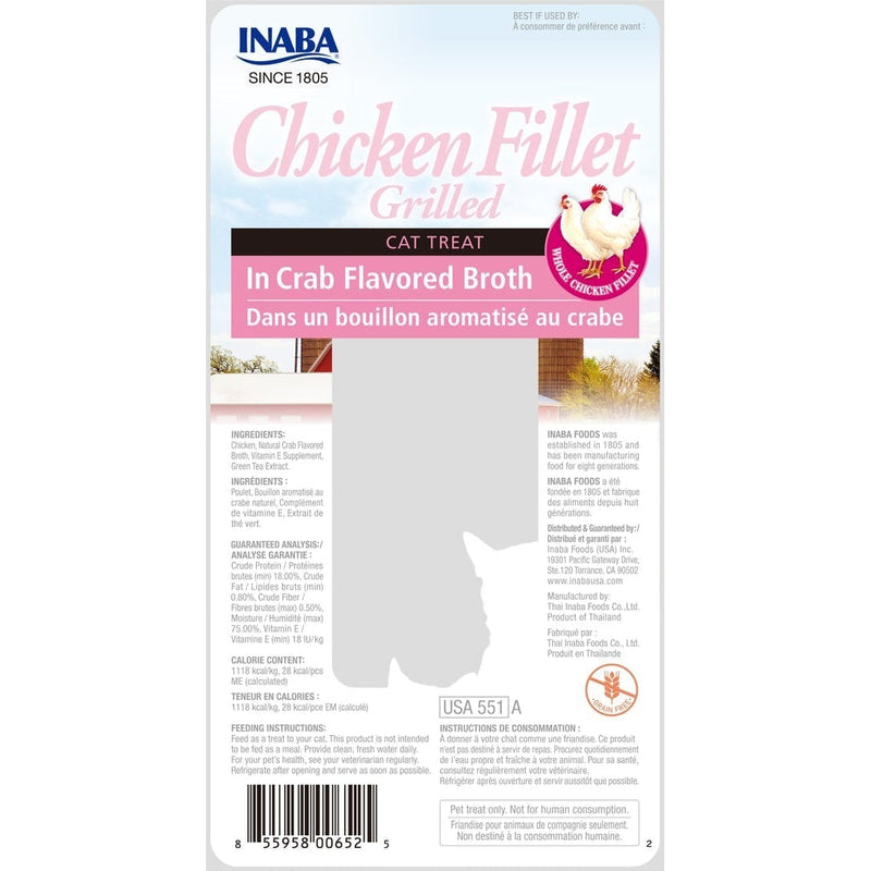 Inaba Grilled Chicken Fillet in Crab Broth Cat Treat 25g :->>
