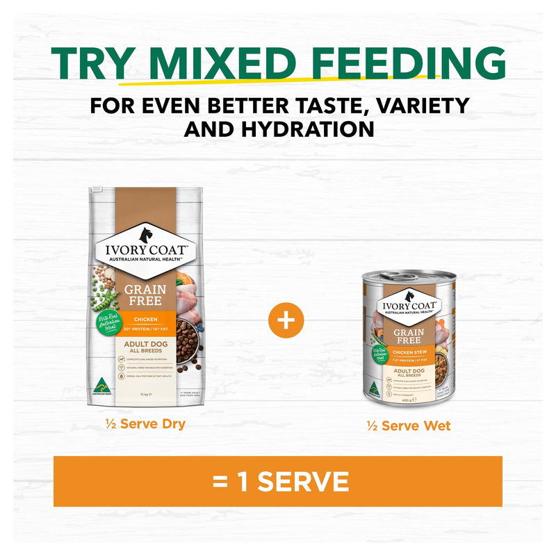 Ivory Coat Grain Free Chicken Adult Dog Dry Food 13kg (+_+)