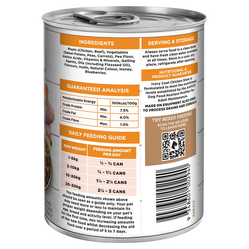 Ivory Coat Grain Free Chicken Stew Adult Dog Wet Food 400g x 12 (+_+)