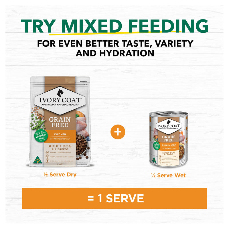 Ivory Coat Grain Free Chicken Stew Adult Dog Wet Food 400g x 12 (+_+)