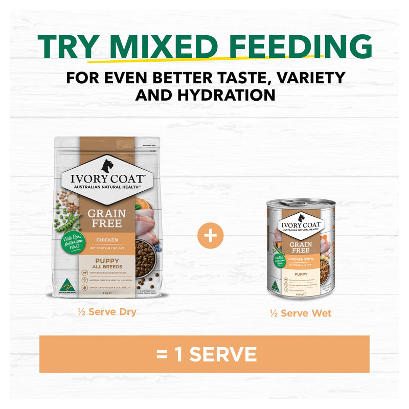 Ivory Coat Grain Free Chicken Stew Puppy Wet Food 400g x 12 (+_+)