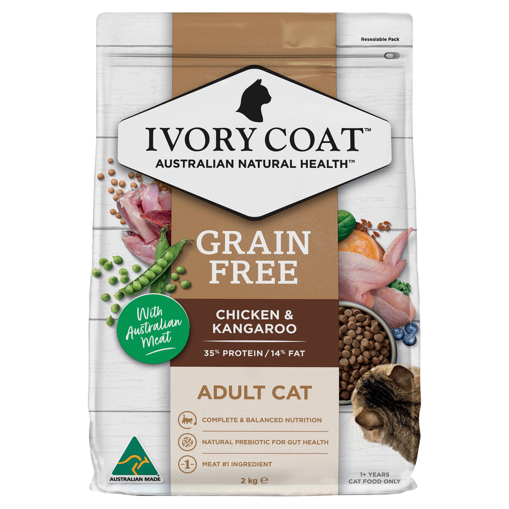 Ivory Coat Grain Free Chicken and Kangaroo Adult Cat Dry Food 2kg-Habitat Pet Supplies