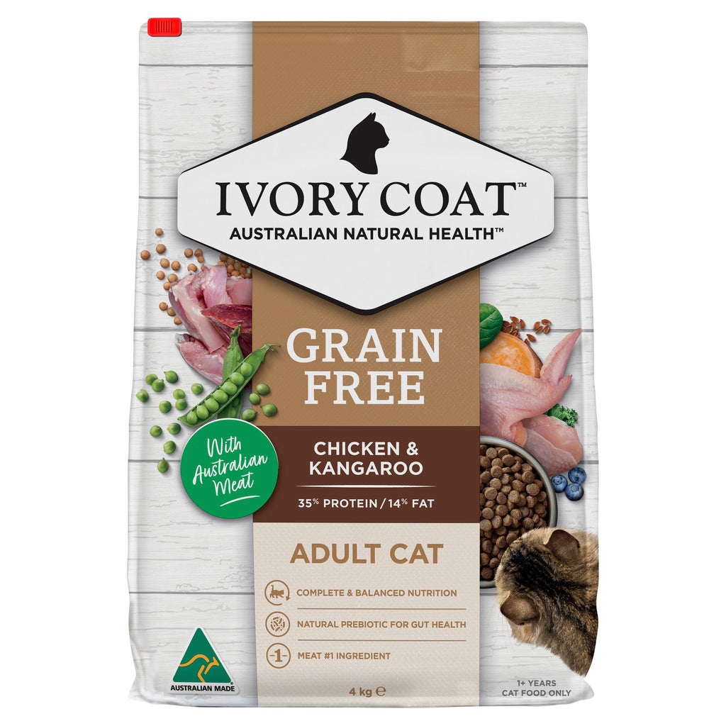 Ivory Coat Grain Free Chicken and Kangaroo Adult Cat Dry Food 4kg-Habitat Pet Supplies