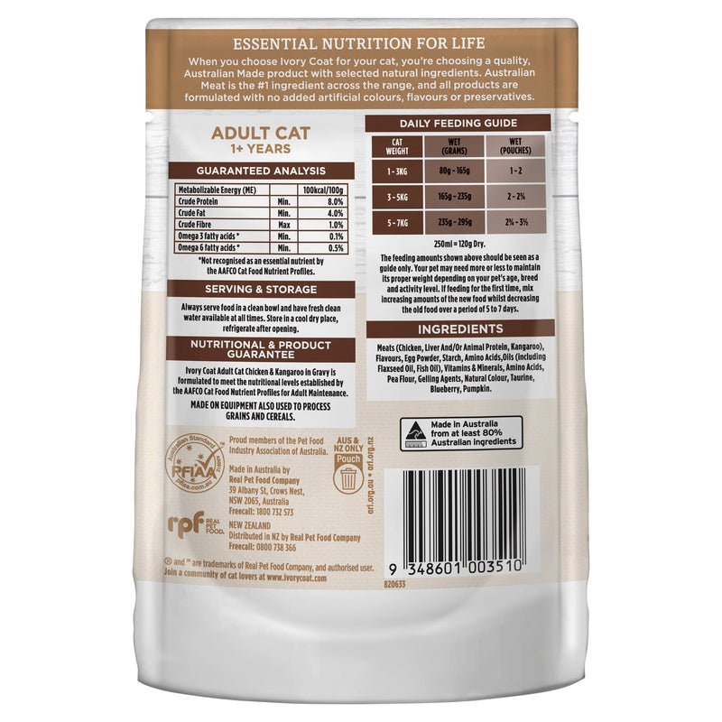 Ivory Coat Grain Free Chicken and Kangaroo in Gravy Adult Cat Wet Food 85g x 12 :->>
