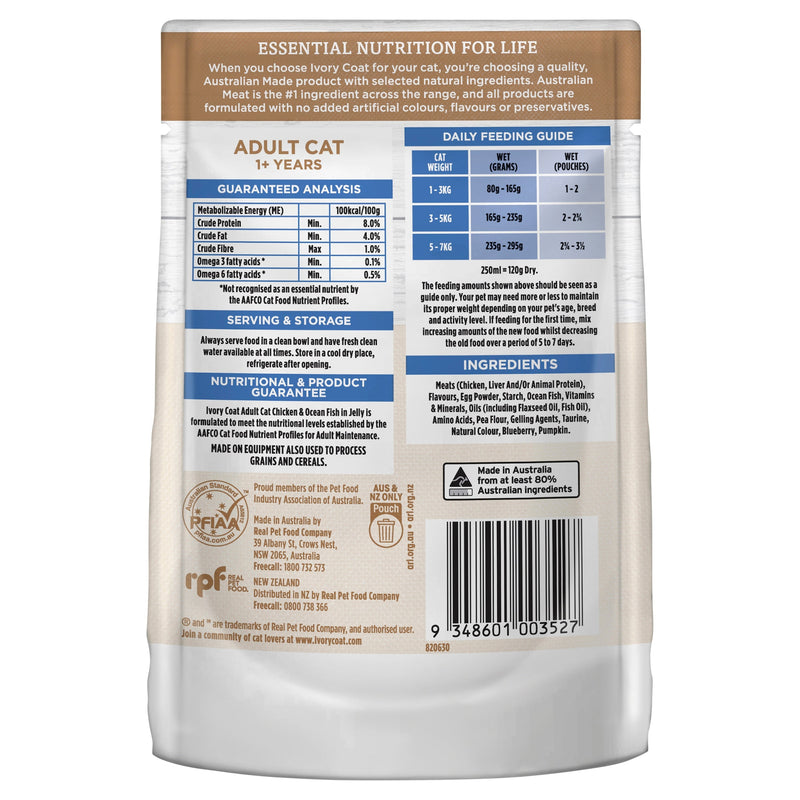 Ivory Coat Grain Free Chicken and Ocean Fish in Jelly Adult Cat Wet Food 85g x 12 :->>