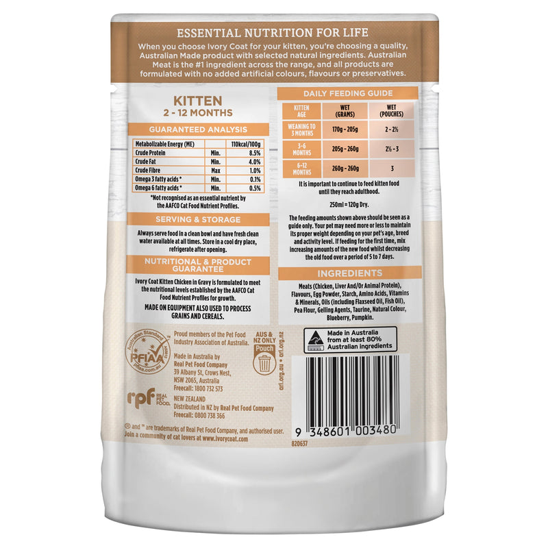 Ivory Coat Grain Free Chicken in Gravy Kitten Wet Food 85g :->>