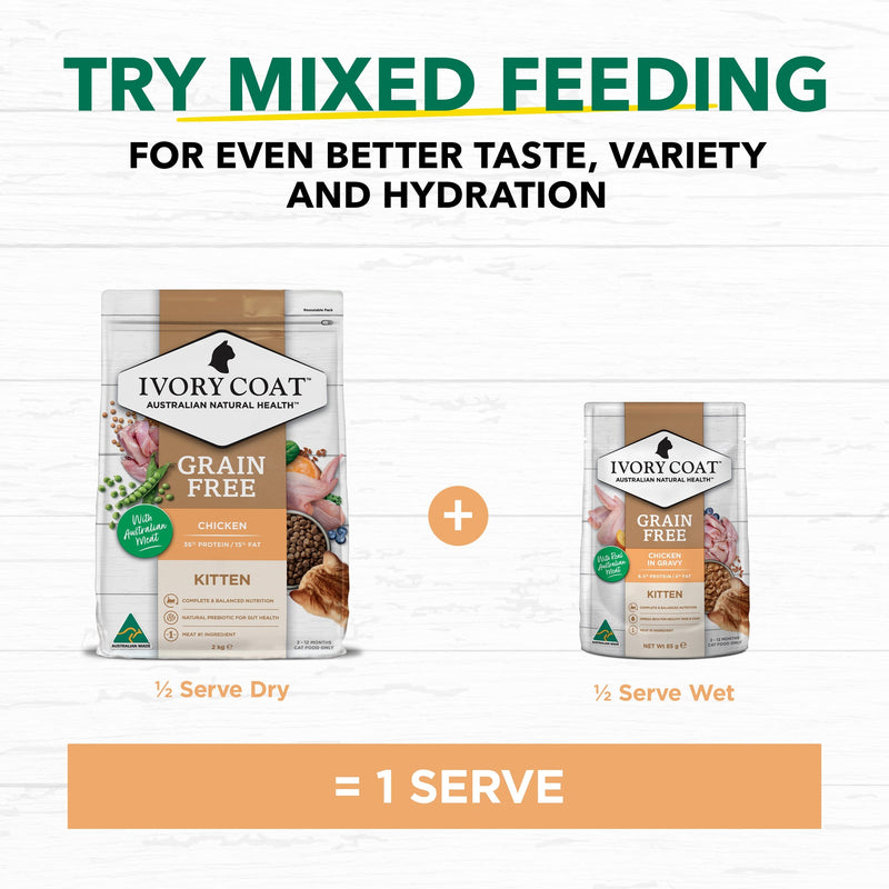 Ivory Coat Grain Free Chicken in Gravy Kitten Wet Food 85g x 12 :->>
