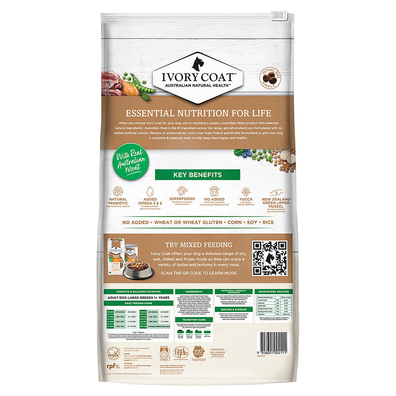 Ivory Coat Grain Free Lamb Large Breed Adult Dog Dry Food 13kg (+_+)