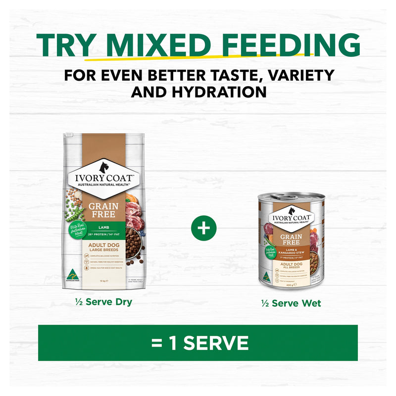 Ivory Coat Grain Free Lamb Large Breed Adult Dog Dry Food 13kg (+_+)
