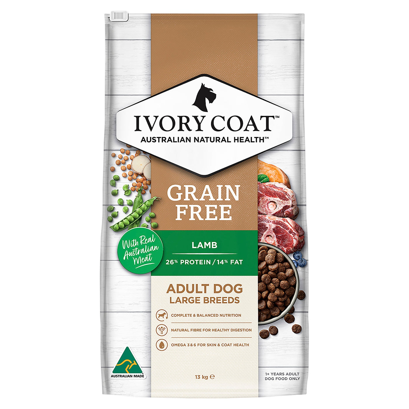 Ivory Coat Grain Free Lamb Large Breed Adult Dog Dry Food 13kg Habitat Pet Supplies