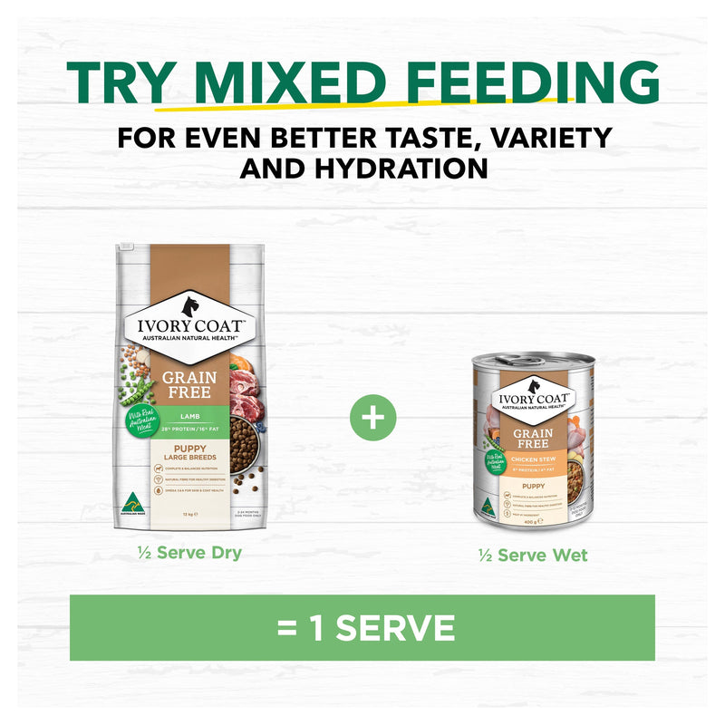 Ivory Coat Grain Free Lamb Large Breed Puppy Dry Food 13kg (+_+)